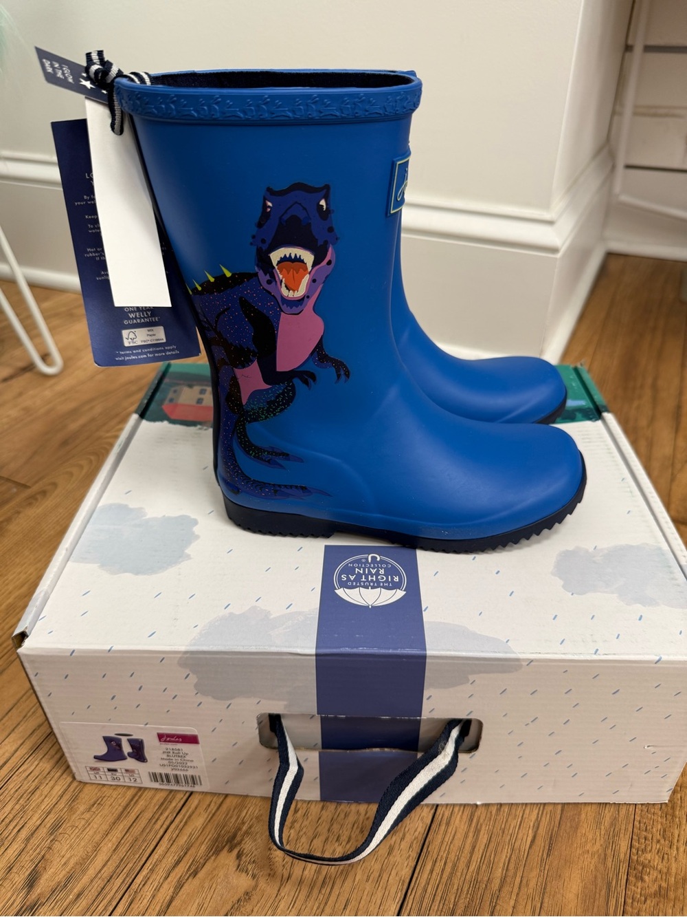 Joules Blue T-Rex Rainboot